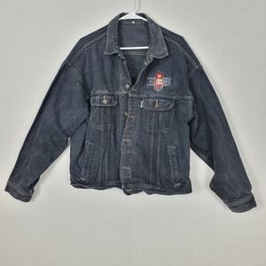 VTG House Of Blues New Orleans Xl Men's Black Denim Jacket 80's Grunge Bikercore